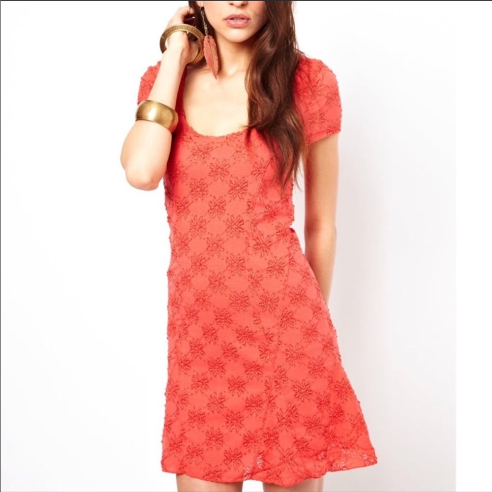Free people daisy godet dress in persimmon size M